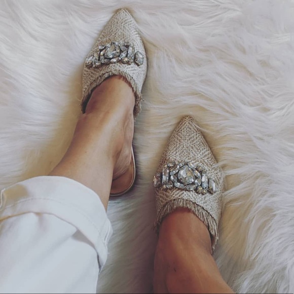 Crown Vintage Shoes - Jeweled Slip On Mules